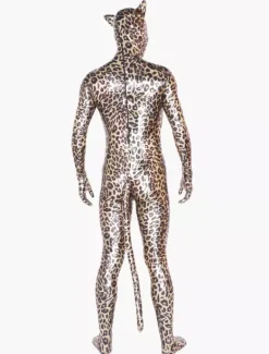 Combinaisons zentai animales Leopard Zentai Déguisements Halloween métallique brillant 2026 Costume d'animal
