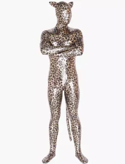 Combinaisons zentai animales Leopard Zentai Déguisements Halloween métallique brillant 2026 Costume d'animal