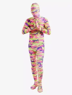Combinaisons zentai camouflage Costume de zentai enveloppé unisexe en lycra spandex multicolore effet camouflage Déguisements Halloween