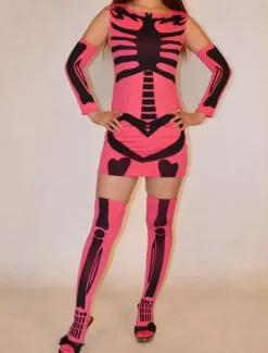 Combinaisons zentai monstre Halloween Rose Catsuit squelette humain Lycra Spandex féminin