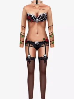 Combinaisons zentai monstre Halloween Combinaison d'Halloween pour femmes Scary Scary Scary Lycra Spandex Catsuit Zentai