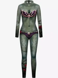 Combinaisons zentai monstre Halloween Combinaison d'Halloween pour femmes Scary Scary Scary Lycra Spandex Catsuit Zentai