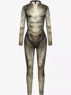 Combinaisons zentai monstre Halloween Combinaison Zentai pour hommes impression 3D motif peau de serpent animal combinaison sexy costumes de cosplay body de fête moulant