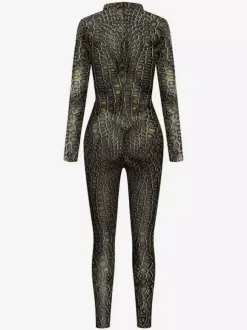Combinaisons zentai monstre Halloween Combinaison Zentai pour hommes impression 3D motif peau de serpent animal combinaison sexy costumes de cosplay body de fête moulant