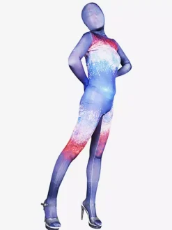 Combinaisons zentai motifs Costumes Zentai Sexy Combinaisons Catsuits Intégrales en Soie Lait Rave Club