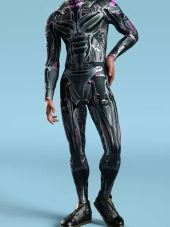 Combinaisons zentai motifs Halloween Combinaison Cyberpunk armure mécanique cool costume de cosplay Halloween pour hommes et femmes