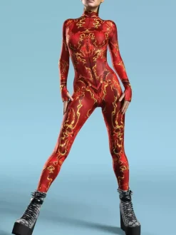 Combinaisons zentai motifs Halloween Costumes de cosplay tie-dye océan combinaison de fête d'Halloween combinaisons de carnaval pour femme vêtements zentai collants une pièce