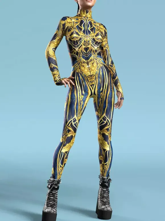 Combinaisons zentai motifs Halloween Costumes de cosplay tie-dye océan combinaison de fête d'Halloween combinaisons de carnaval pour femme vêtements zentai collants une pièce