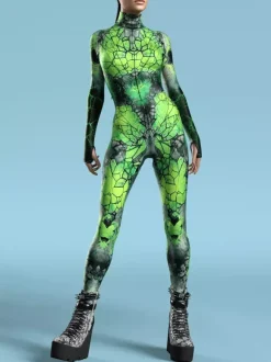 Combinaisons zentai motifs Halloween Costumes de cosplay tie-dye océan combinaison de fête d'Halloween combinaisons de carnaval pour femme vêtements zentai collants une pièce