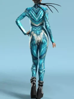 Combinaisons zentai motifs Halloween Costumes de cosplay tie-dye océan combinaison de fête d'Halloween combinaisons de carnaval pour femme vêtements zentai collants une pièce