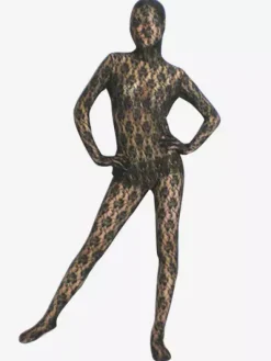 Combinaisons zentai motifs Vêtement de Zentai Transparent Noir en Dentelle Jacquard Déguisements Halloween