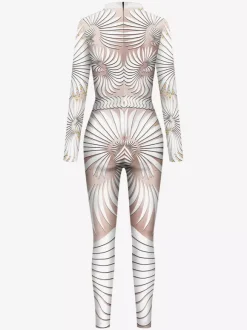 Combinaisons zentai motifs Halloween Combinaison imprimée 3D pour femme fermeture éclair dans le dos costume d'Halloween combinaison de danse intégrale pour femme
