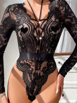 Combinaison sexy en dentelle noire