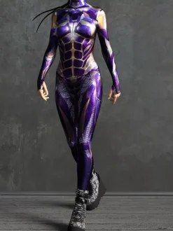 Combinaison sexy pour femme style zentai imprimé robot effet tatouage catsuit sexy
