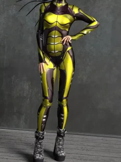 Combinaison sexy pour femme style zentai imprimé robot effet tatouage catsuit sexy