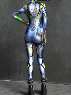 Combinaison sexy pour femme style zentai imprimé robot effet tatouage catsuit sexy