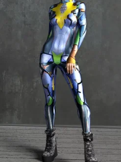 Combinaison sexy pour femme style zentai imprimé robot effet tatouage catsuit sexy