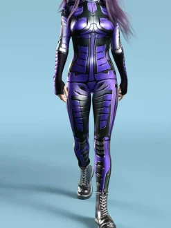 Combinaison sexy pour femme style cyberpunk imprimé robot à illusion d'optique costume zentai métallisé