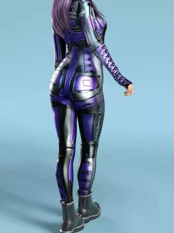 Combinaison sexy pour femme style cyberpunk imprimé robot à illusion d'optique costume zentai métallisé