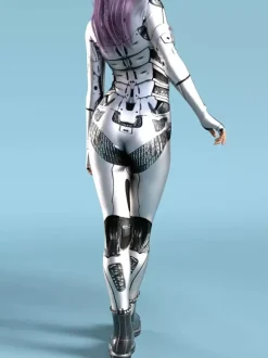 Combinaison sexy pour femme style cyberpunk imprimé robot à illusion d'optique costume zentai métallisé