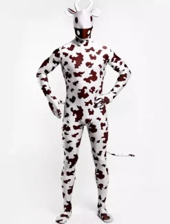 Combinaisons zentai animales Toussaint Cosplay Costume de zentai marron de Vache motifs d'animaux en lycra spandex Déguisements Halloween