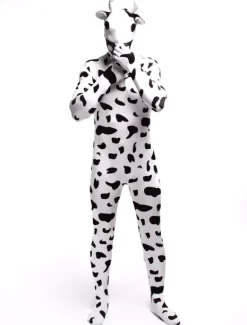 Combinaisons zentai animales Toussaint Cosplay Costume de zentai combinaison enveloppé unisexe en lycra spandex multicolore imprimé de Vache Déguisements Halloween