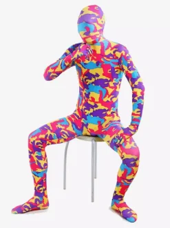 Combinaisons zentai camouflage Toussaint Cosplay Costume de zentai multicolore camouflage en lycra spandex Déguisements Halloween