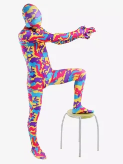 Combinaisons zentai camouflage Toussaint Cosplay Costume de zentai multicolore camouflage en lycra spandex Déguisements Halloween