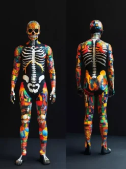 Combinaisons zentai monstre Costume complet de squelette d'Halloween pour adultes combinaison de cosplay