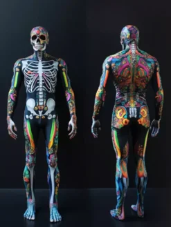 Combinaisons zentai monstre Costume complet de squelette d'Halloween pour adultes combinaison de cosplay