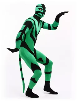 Combinaisons zentai monstre Costume de Zentai vert et noir en lycra fibre de élastique Déguisements Halloween