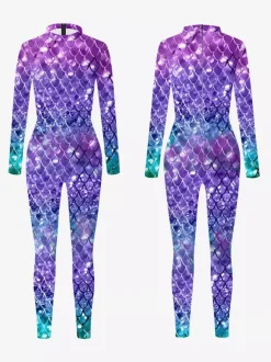 Combinaisons zentai motifs Halloween Combinaison sexy pour femme en lycra et élasthanne à imprimé écailles de poisson