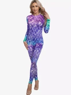 Combinaisons zentai motifs Halloween Combinaison sexy pour femme en lycra et élasthanne à imprimé écailles de poisson