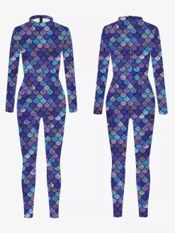 Combinaisons zentai motifs Halloween Combinaison sexy pour femme en lycra et élasthanne à imprimé écailles de poisson