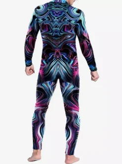 Combinaisons zentai motifs Halloween Combinaison mécanique futuriste pour homme combinaison de combat cool imprimé 3D style Steampunk pour les fêtes et les spectacles