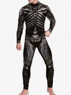 Combinaisons zentai motifs Halloween Combinaison mécanique futuriste pour homme combinaison de combat cool imprimé 3D style Steampunk pour les fêtes et les spectacles