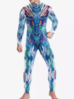 Combinaisons zentai motifs Halloween Combinaison mécanique futuriste pour homme combinaison de combat cool imprimé 3D style Steampunk pour les fêtes et les spectacles