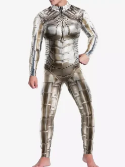 Combinaisons zentai motifs Halloween Combinaison mécanique futuriste pour homme combinaison de combat cool imprimé 3D style Steampunk pour les fêtes et les spectacles