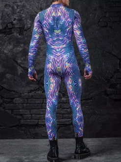 Combinaisons zentai motifs Halloween Combinaison cybernétique imprimée 3D pour homme style punk robot cosplay zentai fête rave cyclisme