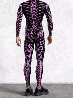 Combinaisons zentai motifs Halloween Combinaison cybernétique imprimée 3D pour homme style punk robot cosplay zentai fête rave cyclisme