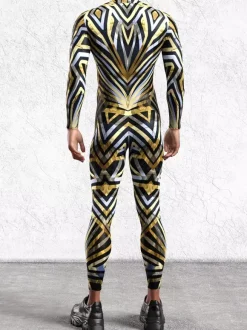 Combinaisons zentai motifs Halloween Combinaison cybernétique imprimée 3D pour homme style punk robot cosplay zentai fête rave cyclisme