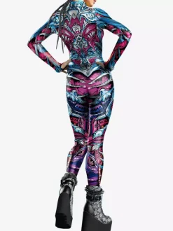 Combinaisons zentai motifs Halloween Combinaison pour femme couleur bleu musclé Halloween taille haute costume de cosplay costume sexy