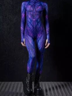 Combinaisons zentai motifs Halloween Combinaison sexy pour femme couleur unie pour Halloween sport taille haute cosplay
