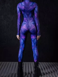 Combinaisons zentai motifs Halloween Combinaison sexy pour femme couleur unie pour Halloween sport taille haute cosplay