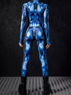 Combinaisons zentai motifs Halloween Combinaison sexy pour femme couleur unie pour Halloween sport taille haute cosplay