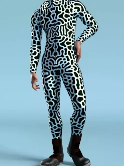 Combinaisons zentai motifs Halloween Combinaison 3D pour homme motif créatif lignes irrégulières style cyberpunk pour Halloween cosplay performance zentai