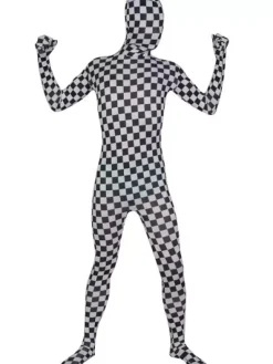 Combinaisons zentai motifs Toussaint Cosplay Costume de zentai blanc écossais enveloppé Déguisements Halloween