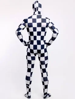Combinaisons zentai motifs Toussaint Cosplay Costume de zentai blanc écossais en lycra spandex enveloppé Déguisements Halloween