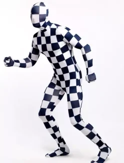 Combinaisons zentai motifs Toussaint Cosplay Costume de zentai blanc écossais en lycra spandex enveloppé Déguisements Halloween