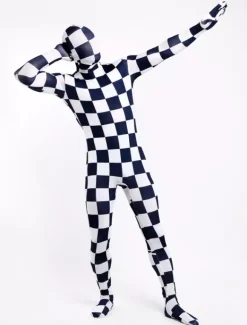 Combinaisons zentai motifs Toussaint Cosplay Costume de zentai blanc écossais en lycra spandex enveloppé Déguisements Halloween